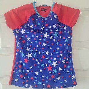 New Lands End Girls Size 7S Shirt Sleeve Rash Guard